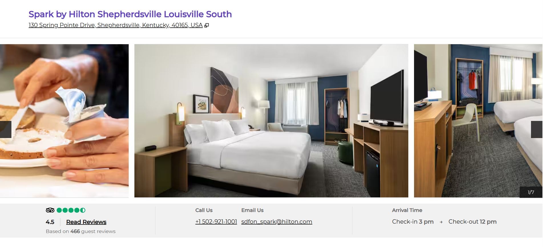 Image of Bookings Page for Spark by Hilton