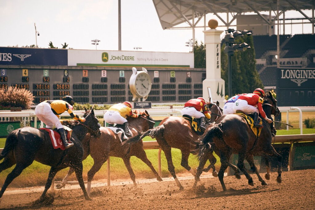 Image of Kentucky Derby Riders on Horseback at Churchill Downs in Louisville, KY around some of the best hotels in Kentucky