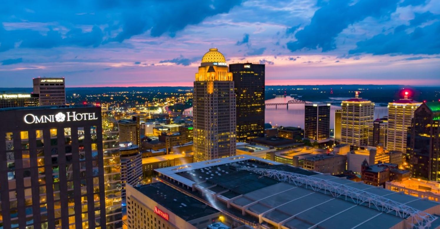 Aerial views downtown louisville, KY