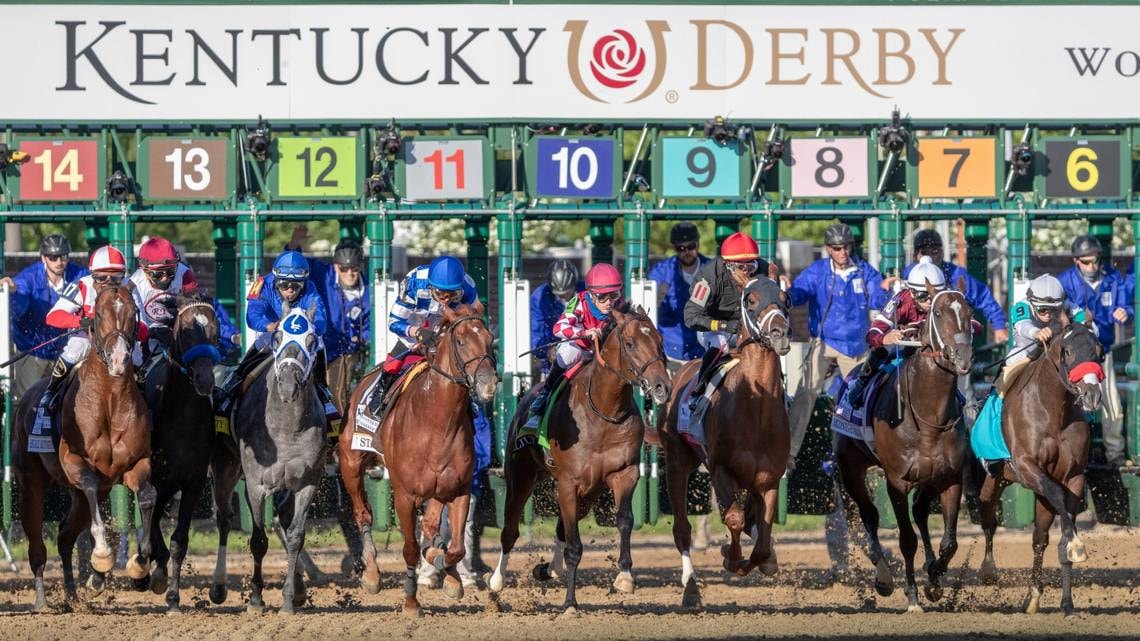Picture of Kentucky Derby with Horses and Riders on their back