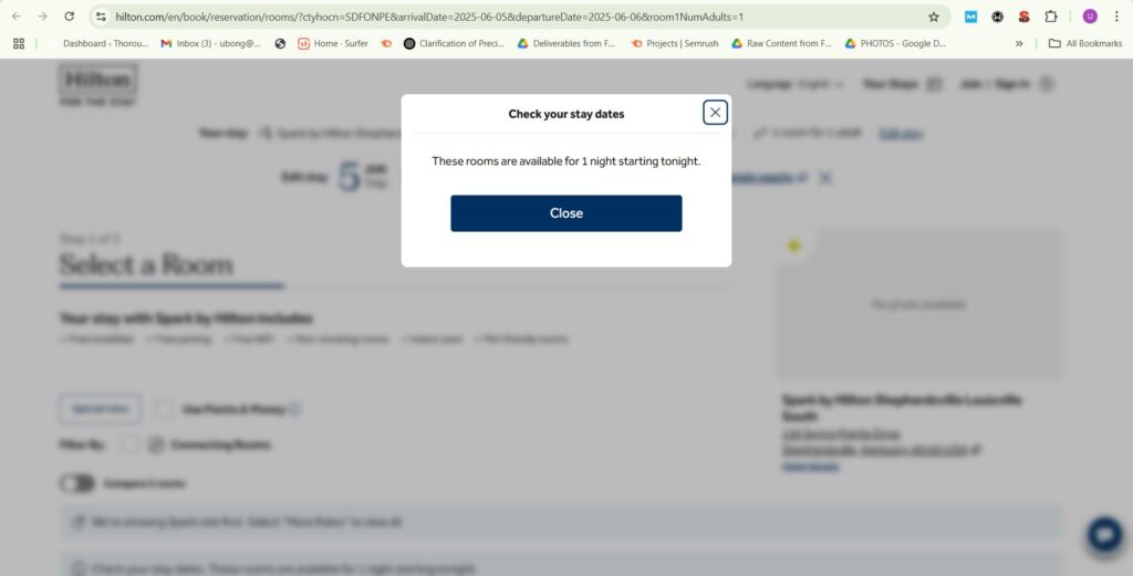Spark by Hilton Booking Page