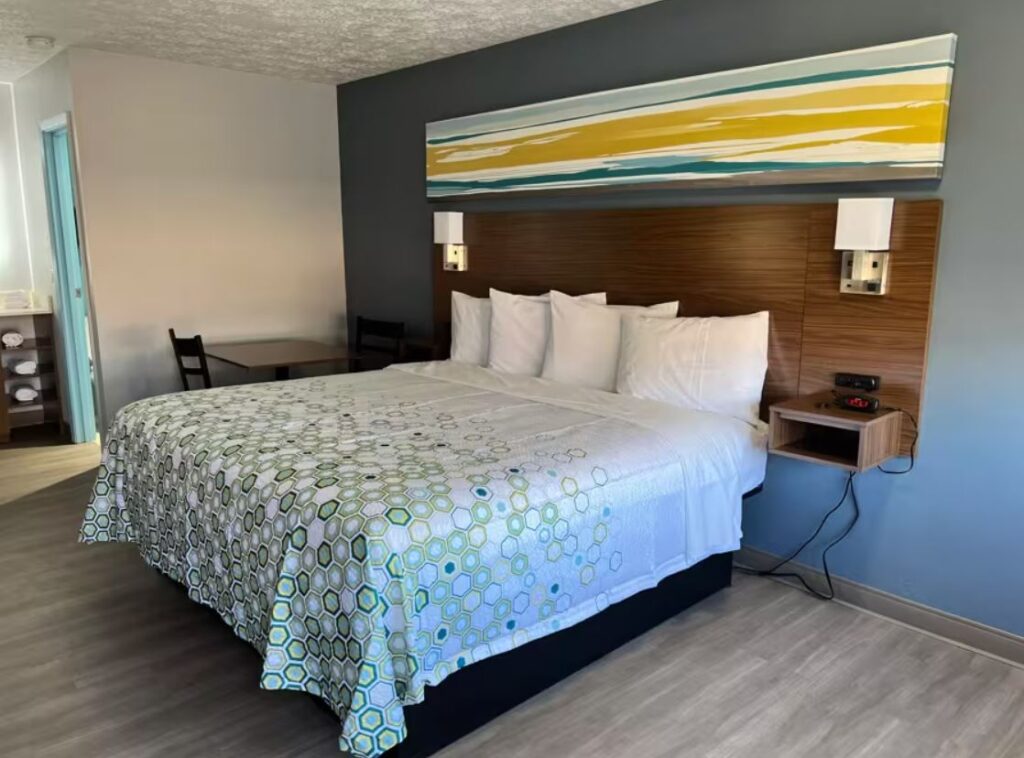 Sample Bed at HomeTowne Studios by Red Roof Georgetown