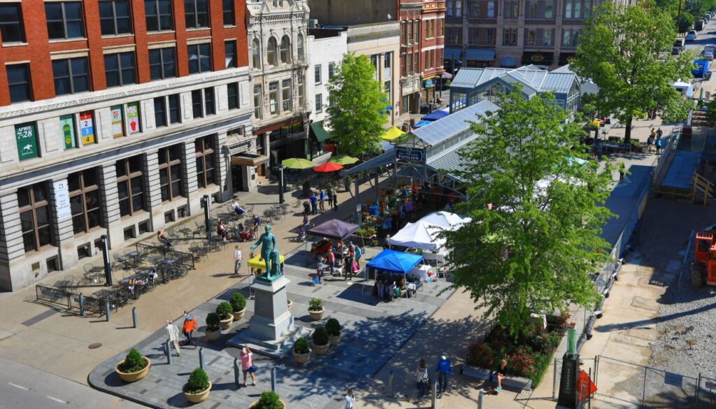 Aerial view of University of Kentucky and Hotel Deals in Lexington KY -